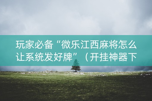 玩家必备“微乐江西麻将怎么让系统发好牌”（开挂神器下载)