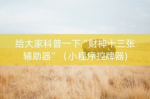给大家科普一下“财神十三张辅助器”（小程序控牌器)