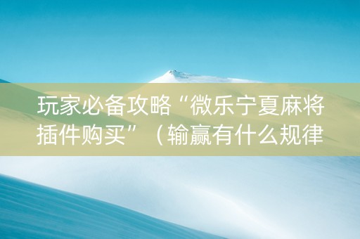 玩家必备攻略“微乐宁夏麻将插件购买”（输赢有什么规律)