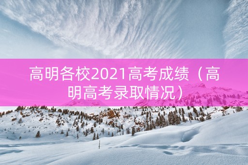 高明各校2021高考成绩（高明高考录取情况）