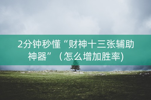 2分钟秒懂“财神十三张辅助神器”（怎么增加胜率)