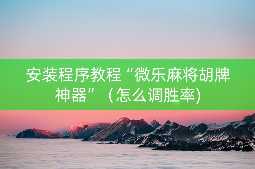 安装程序教程“微乐麻将胡牌神器”（怎么调胜率)
