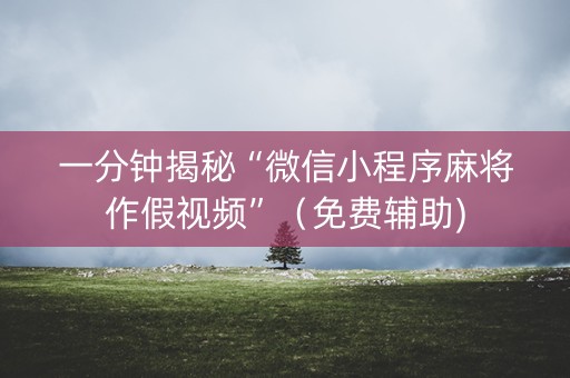 一分钟揭秘“微信小程序麻将作假视频”（免费辅助)