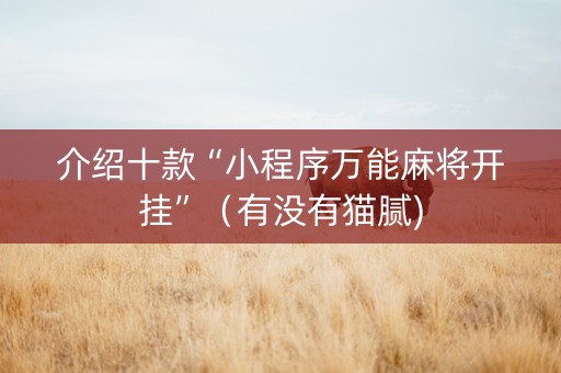 介绍十款“小程序万能麻将开挂”（有没有猫腻)