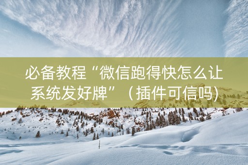 必备教程“微信跑得快怎么让系统发好牌”（插件可信吗)