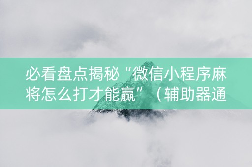必看盘点揭秘“微信小程序麻将怎么打才能赢”（辅助器通用版)