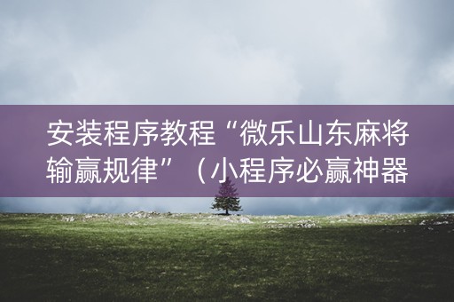 安装程序教程“微乐山东麻将输赢规律”（小程序必赢神器)