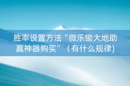 胜率设置方法“微乐锄大地助赢神器购买”（有什么规律)