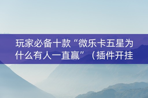 玩家必备十款“微乐卡五星为什么有人一直赢”（插件开挂免费AI)