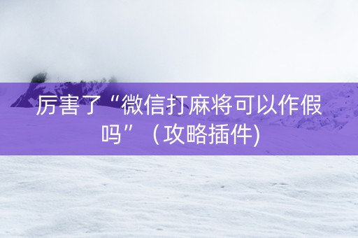 厉害了“微信打麻将可以作假吗”（攻略插件)