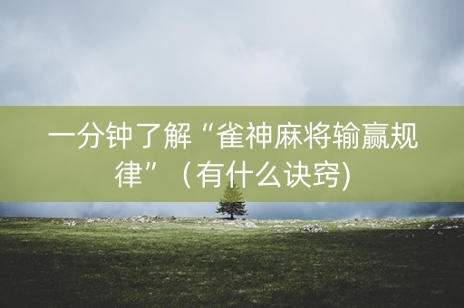 一分钟了解“雀神麻将输赢规律”（有什么诀窍)