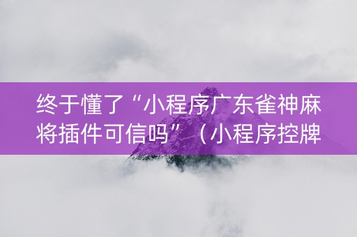 终于懂了“小程序广东雀神麻将插件可信吗”（小程序控牌器)