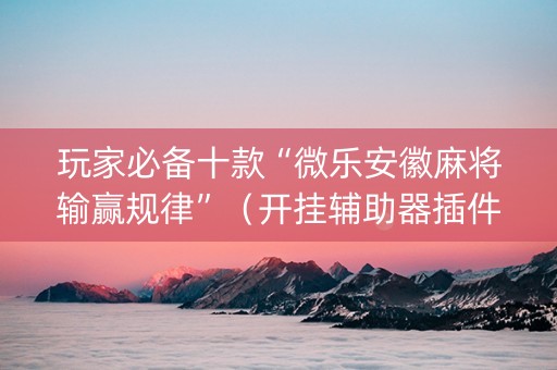 玩家必备十款“微乐安徽麻将输赢规律”（开挂辅助器插件)