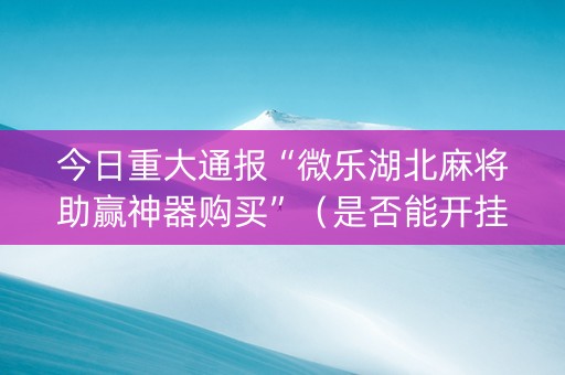 今日重大通报“微乐湖北麻将助赢神器购买”（是否能开挂)