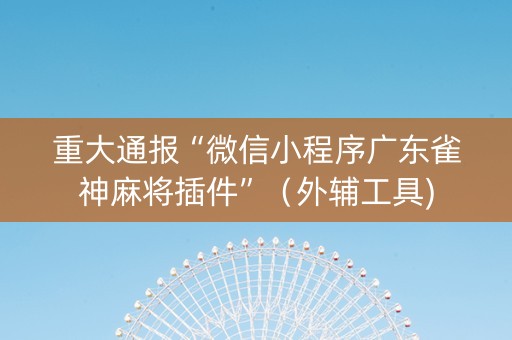 重大通报“微信小程序广东雀神麻将插件”（外辅工具)