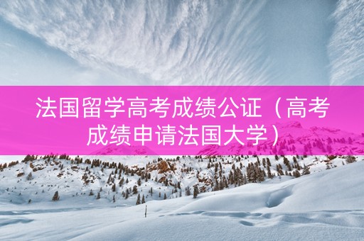 法国留学高考成绩公证（高考成绩申请法国大学）