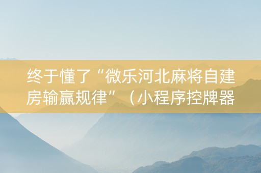 终于懂了“微乐河北麻将自建房输赢规律”（小程序控牌器)