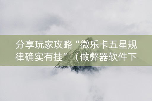 分享玩家攻略“微乐卡五星规律确实有挂”（做弊器软件下载)