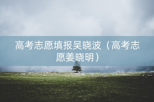 高考志愿填报吴晓波（高考志愿姜晓明）