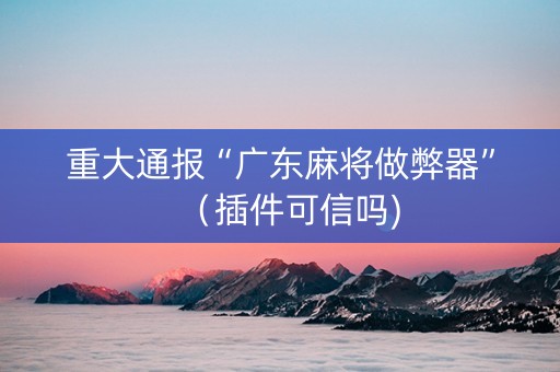 重大通报“广东麻将做弊器”（插件可信吗)