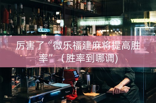 厉害了“微乐福建麻将提高胜率”（胜率到哪调)