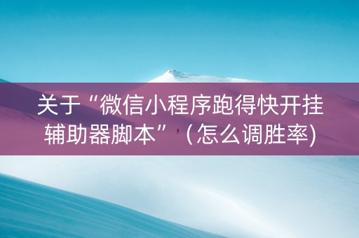 关于“微信小程序跑得快开挂辅助器脚本”（怎么调胜率)