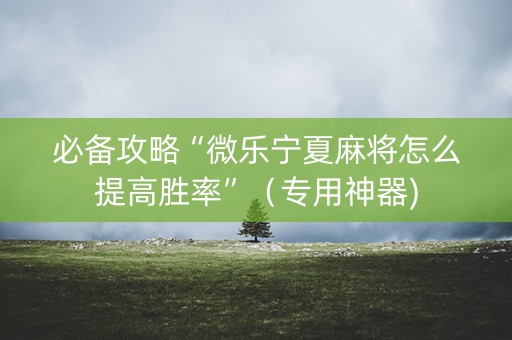 必备攻略“微乐宁夏麻将怎么提高胜率”（专用神器)