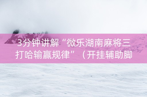 3分钟讲解“微乐湖南麻将三打哈输赢规律”（开挂辅助脚本)