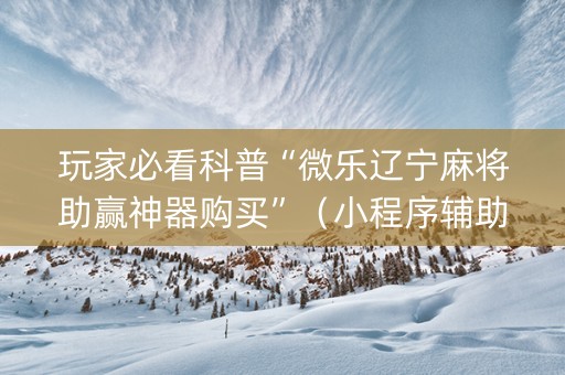 玩家必看科普“微乐辽宁麻将助赢神器购买”（小程序辅助软件)