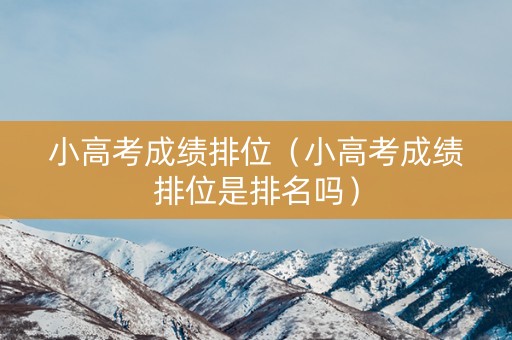 小高考成绩排位（小高考成绩排位是排名吗）