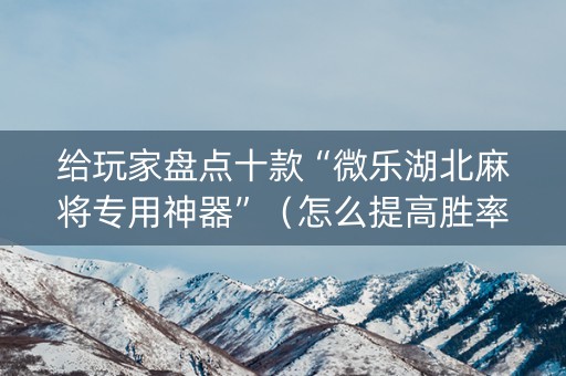 给玩家盘点十款“微乐湖北麻将专用神器”（怎么提高胜率)