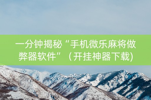 一分钟揭秘“手机微乐麻将做弊器软件”（开挂神器下载)