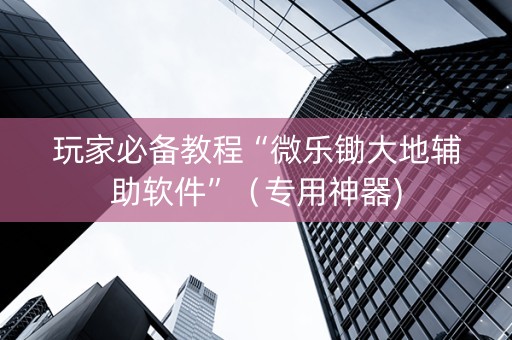 玩家必备教程“微乐锄大地辅助软件”（专用神器)