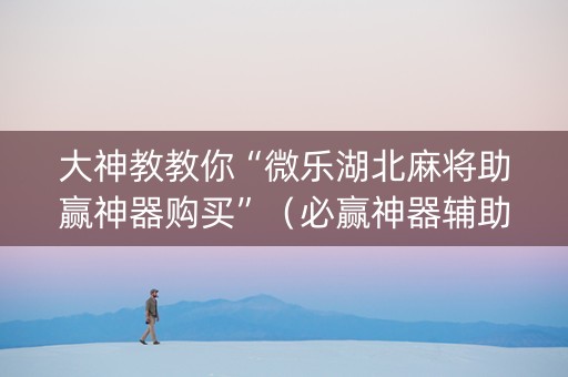 大神教教你“微乐湖北麻将助赢神器购买”（必赢神器辅助器)