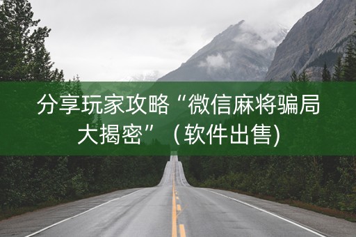 分享玩家攻略“微信麻将骗局大揭密”（软件出售)