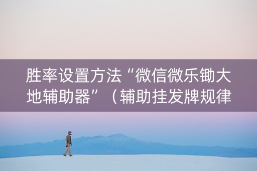 胜率设置方法“微信微乐锄大地辅助器”（辅助挂发牌规律)