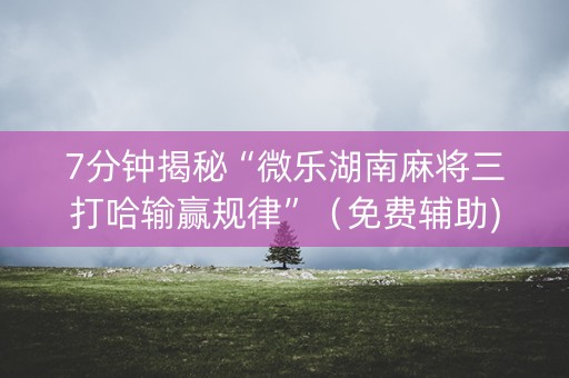 7分钟揭秘“微乐湖南麻将三打哈输赢规律”（免费辅助)