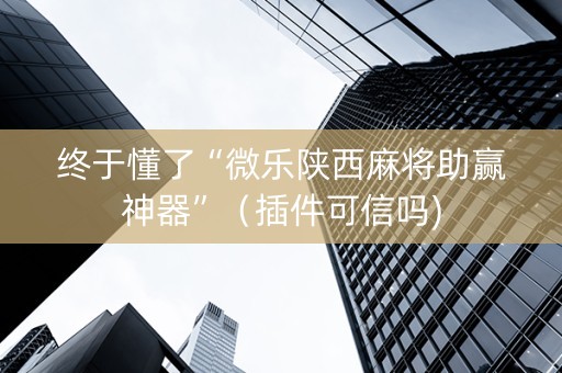 终于懂了“微乐陕西麻将助赢神器”（插件可信吗)