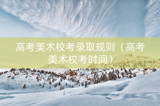 高考美术校考录取规则（高考美术校考时间）