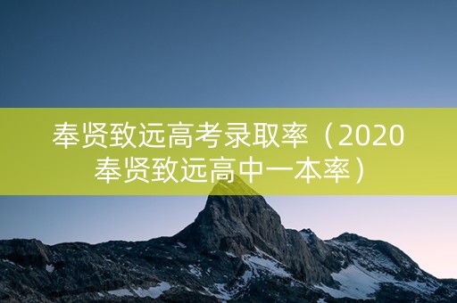 奉贤致远高考录取率（2020奉贤致远高中一本率）