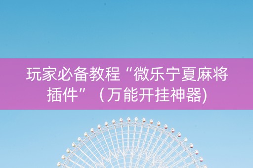玩家必备教程“微乐宁夏麻将插件”（万能开挂神器)