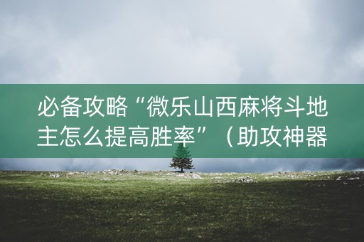 必备攻略“微乐山西麻将斗地主怎么提高胜率”（助攻神器)