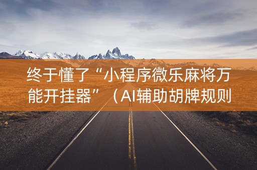 终于懂了“小程序微乐麻将万能开挂器”（AI辅助胡牌规则)