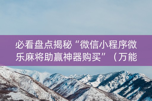 必看盘点揭秘“微信小程序微乐麻将助赢神器购买”（万能开挂神器)