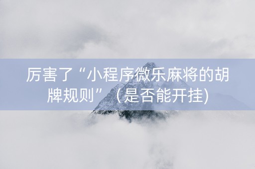 厉害了“小程序微乐麻将的胡牌规则”（是否能开挂)