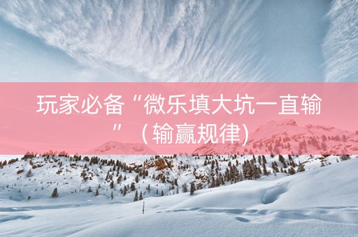 玩家必备“微乐填大坑一直输”（输赢规律)