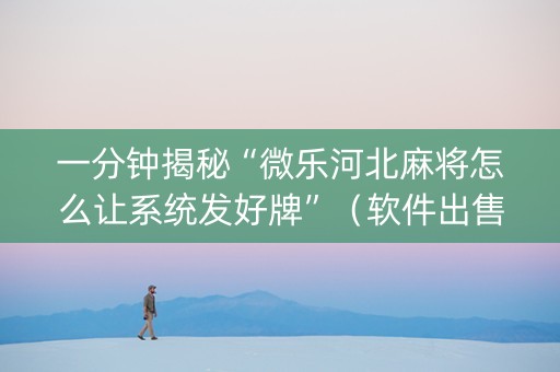 一分钟揭秘“微乐河北麻将怎么让系统发好牌”（软件出售)