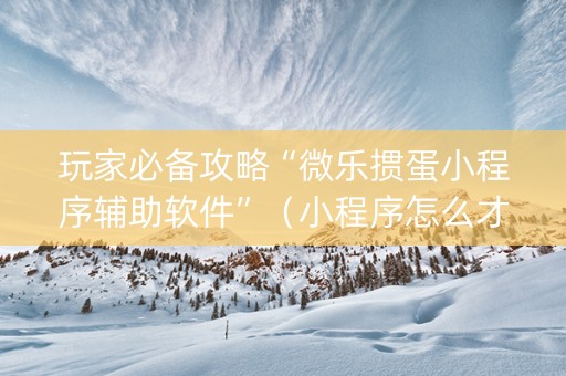 玩家必备攻略“微乐掼蛋小程序辅助软件”（小程序怎么才会赢)