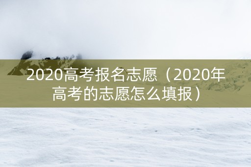 2020高考报名志愿（2020年高考的志愿怎么填报）