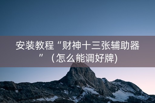 安装教程“财神十三张辅助器”（怎么能调好牌)